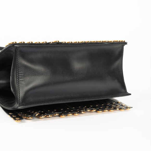 Prada Nero Saffiano Leather Studded Fringe Frame Shoulder Bag - Picture 5 of 14